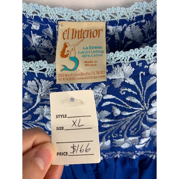 Women’s El Interior Blue Embroidered Floral Puebla Blouse Size XL - Picture 9 of 9